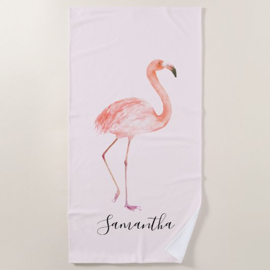 Roze Flamingo Strandlaken (Voorkant)
