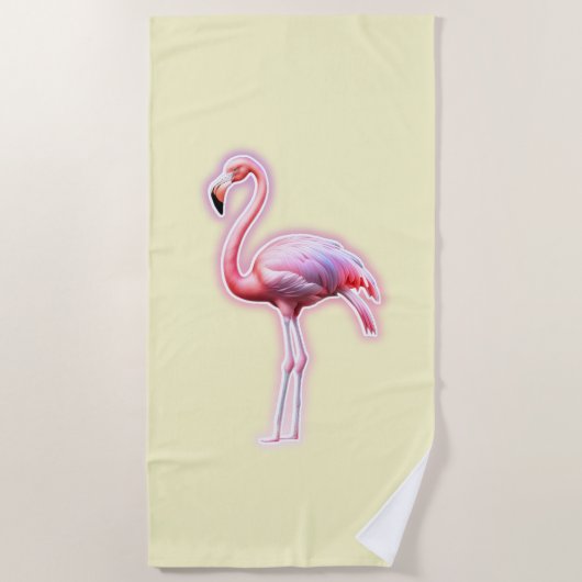 Roze Flamingo Strandlaken (Voorkant)