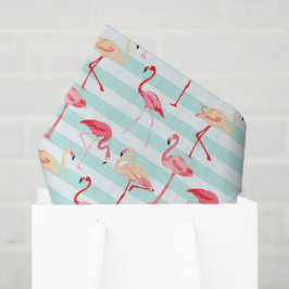 Roze flamingo streeppatroon tissuepapier
