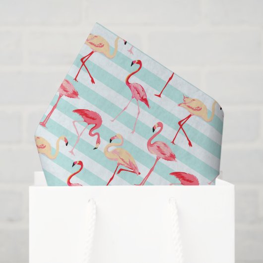 Roze flamingo streeppatroon tissuepapier (Cadeauzakje)