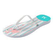 Roze Flamingo Stripe Monogram Teenslippers (Schuin)