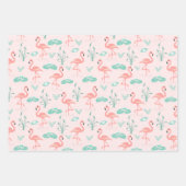 Roze Flamingo Stripes Blauwgroen Accent Al Occasio Inpakpapier Vel (Voorkant 2)
