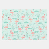 Roze Flamingo Stripes Blauwgroen Accent Al Occasio Inpakpapier Vel (Voorkant)