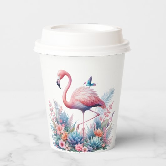 Roze flamingo sublimatie-95160 papieren bekers (Voorkant)