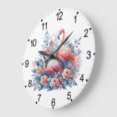 Roze Flamingo Sublimatie Grote Klok (Hoek)