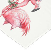 Roze Flamingo Suikerstok Prettig Kerstfeest Korte Tafelloper (Hoek)