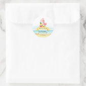 Roze Flamingo Summer Girl 1st Birthday Ronde Sticker (Tas)