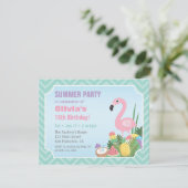 Roze Flamingo Summer Luau Birthday Party Invites Kaart (Staand voorkant)
