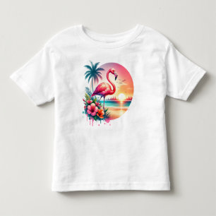 Roze Flamingo Sunset Clipart Kinder Shirts