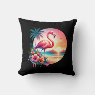 Roze Flamingo Sunset Clipart Kussen