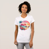 Roze Flamingo Sunset Clipart T-shirt (Voorkant volledig)