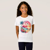 Roze Flamingo Sunset Clipart T-shirt (Voorkant volledig)