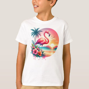Roze Flamingo Sunset Clipart T-shirt