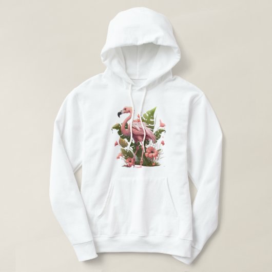 Roze Flamingo Sweater met Capuchon (Design voorkant)