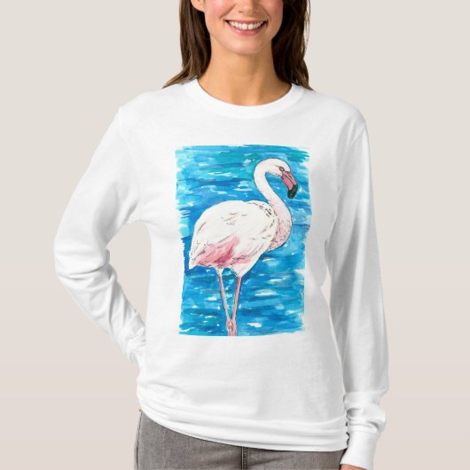 Roze flamingo t-shirt (Voorkant)