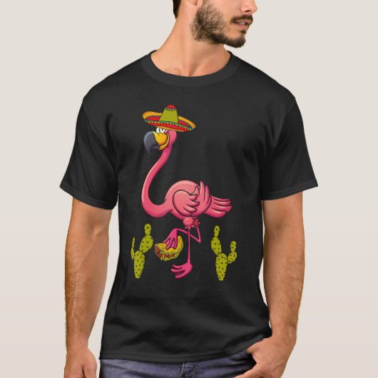 Roze Flamingo Taco Mexican Cinco de Mayo T-shirt (Voorkant)