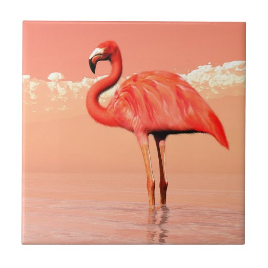 Roze flamingo tegeltje (Voorkant)