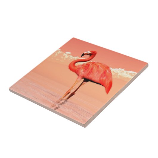 Roze flamingo tegeltje (Zijkant)