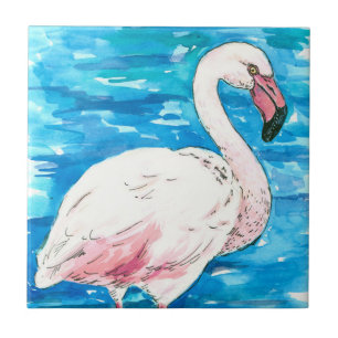 Roze flamingo tegeltje