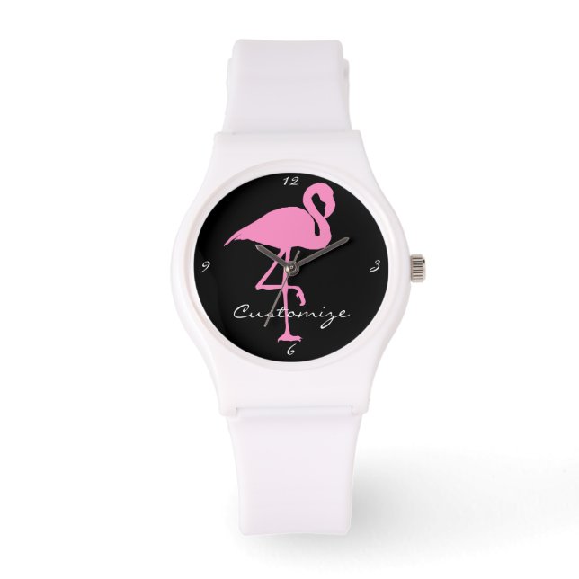 Roze flamingo Thunder_Cove Classic Horloge (Voorkant)