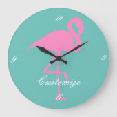 Roze flamingo Thunder_Cove Grote Klok (Voorkant)