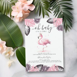 Roze Flamingo Tiara Tropical Chic Meisje Baby show Kaart