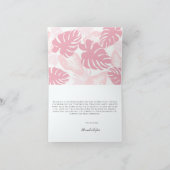 Roze Flamingo Tiara Tropisch blad Elegant Modern Bedankkaart (Binnen)