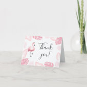 Roze Flamingo Tiara Tropisch blad Elegant Modern Bedankkaart (Voorkant)