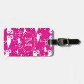 Roze Flamingo Travel Bag Label Sjabloon Bagagelabel (Voorkant horizontaal)