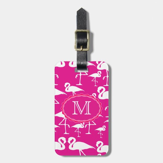 Roze Flamingo Travel Bag Label Sjabloon Bagagelabel (Voorkant verticaal)