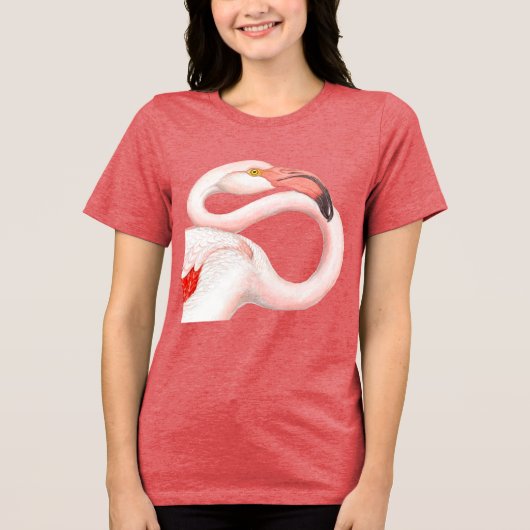 Roze Flamingo Tri-Blend Shirt (Voorkant)
