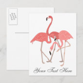 Roze Flamingo Trio Briefkaart (Voorkant / Achterkant)