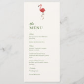 Roze Flamingo Tropen Kust Bruiloft Diner Menu (Voorkant)