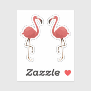 Roze Flamingo Tropen Kust Mid Century Stijl Sticker
