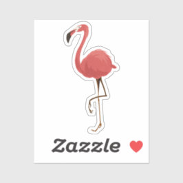 Roze Flamingo Tropen Kust Strand Vogel Sticker