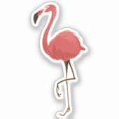 Roze Flamingo Tropen Kust Strand Vogel Sticker (Voorkant)