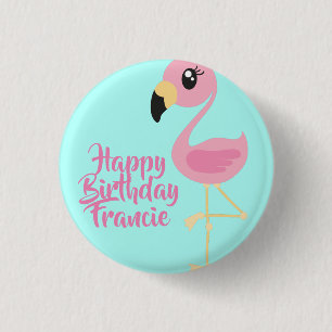 Roze Flamingo Tropical 1st Birthday Button Pin