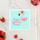 Roze Flamingo Tropical 1st Birthday Party Napkins Servet (Insitu)