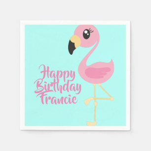 Roze Flamingo Tropical 1st Birthday Party Napkins Servet