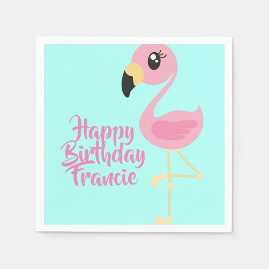 Roze Flamingo Tropical 1st Birthday Party Napkins Servet (Voorkant)
