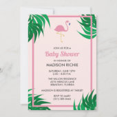 Roze Flamingo Tropical Baby shower Invitation Kaart (Voorkant)
