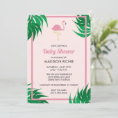 Roze Flamingo Tropical Baby shower Invitation Kaart (Staand voorkant)