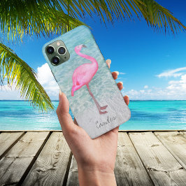 Roze Flamingo Tropical Beach Modern voegt Jouw naa Case-Mate iPhone Case