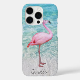 Roze Flamingo Tropical Beach Modern voegt Jouw naa iPhone 16 Pro Hoesje