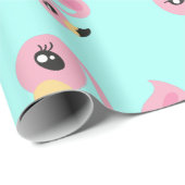 Roze Flamingo Tropical Cute 1st Birthday Cadeaupapier (Rol Hoek)