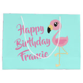 Roze Flamingo Tropical Cute 1st Birthday Groot Cadeauzakje (Achterkant)