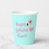 Roze Flamingo Tropical Cute 1st Birthday Papieren Bekers (Achterkant)