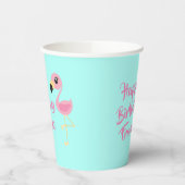 Roze Flamingo Tropical Cute 1st Birthday Papieren Bekers (Links)