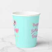 Roze Flamingo Tropical Cute 1st Birthday Papieren Bekers (Rechts)