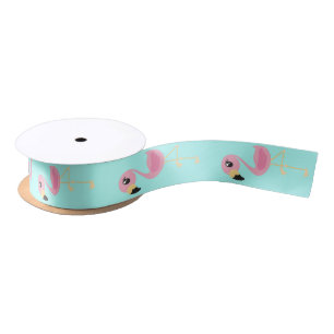Roze Flamingo Tropical Cute Animal Ribbon Satijnen Lint